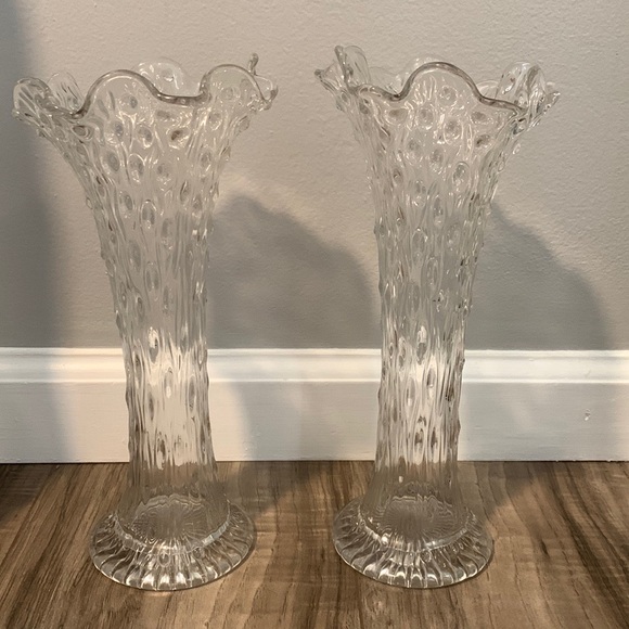 Vintage 1900-1920 Northwood tree trunk vase set of 2 - Picture 4 of 4